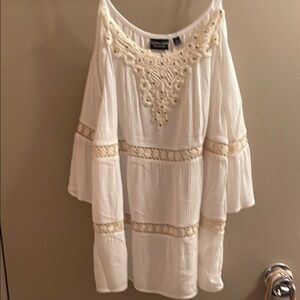 Cream Embellished Bell Sleeve Blouse